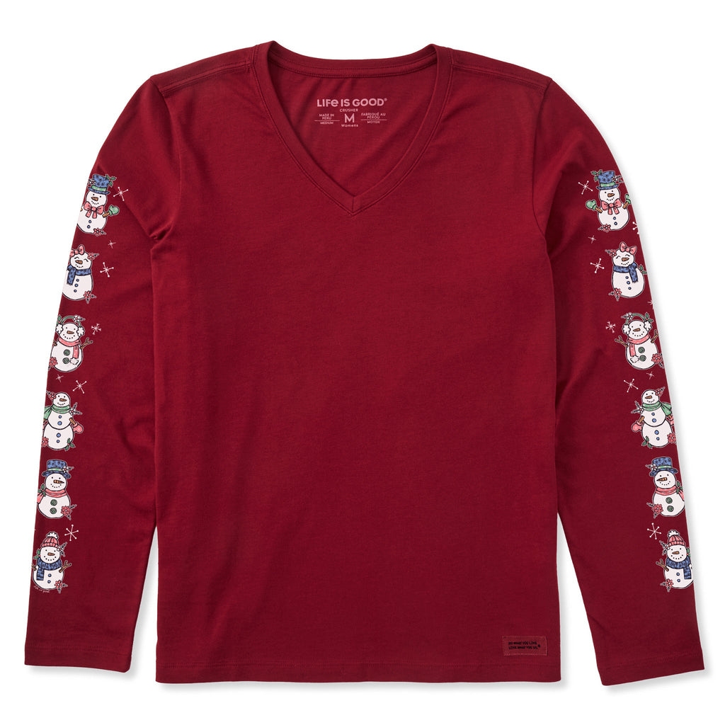 Women's Cute Snowmen Long Sleeve Crusher Vee product image 1