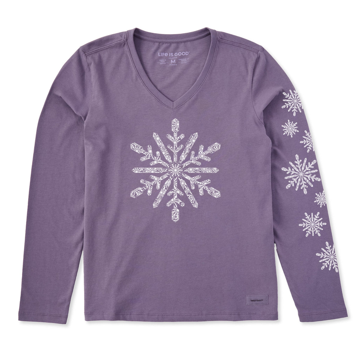 Women's Contrast Snowflake Long Sleeve Crusher Vee product image 1