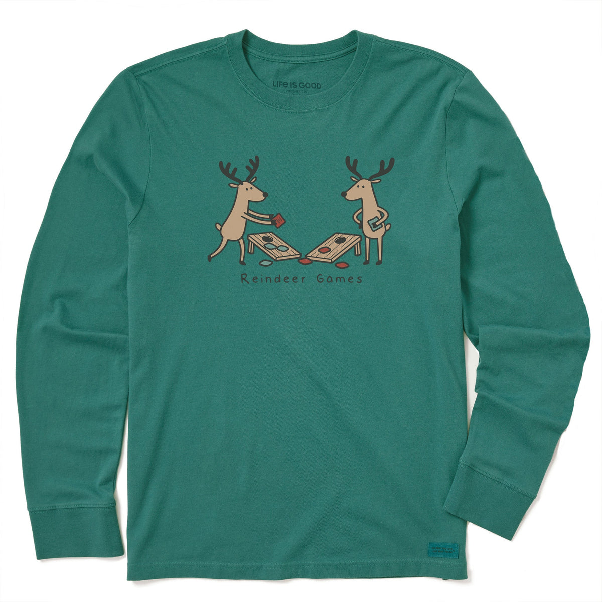Kids Reindeer Games Cornhole Long Sleeve Crusher Tee