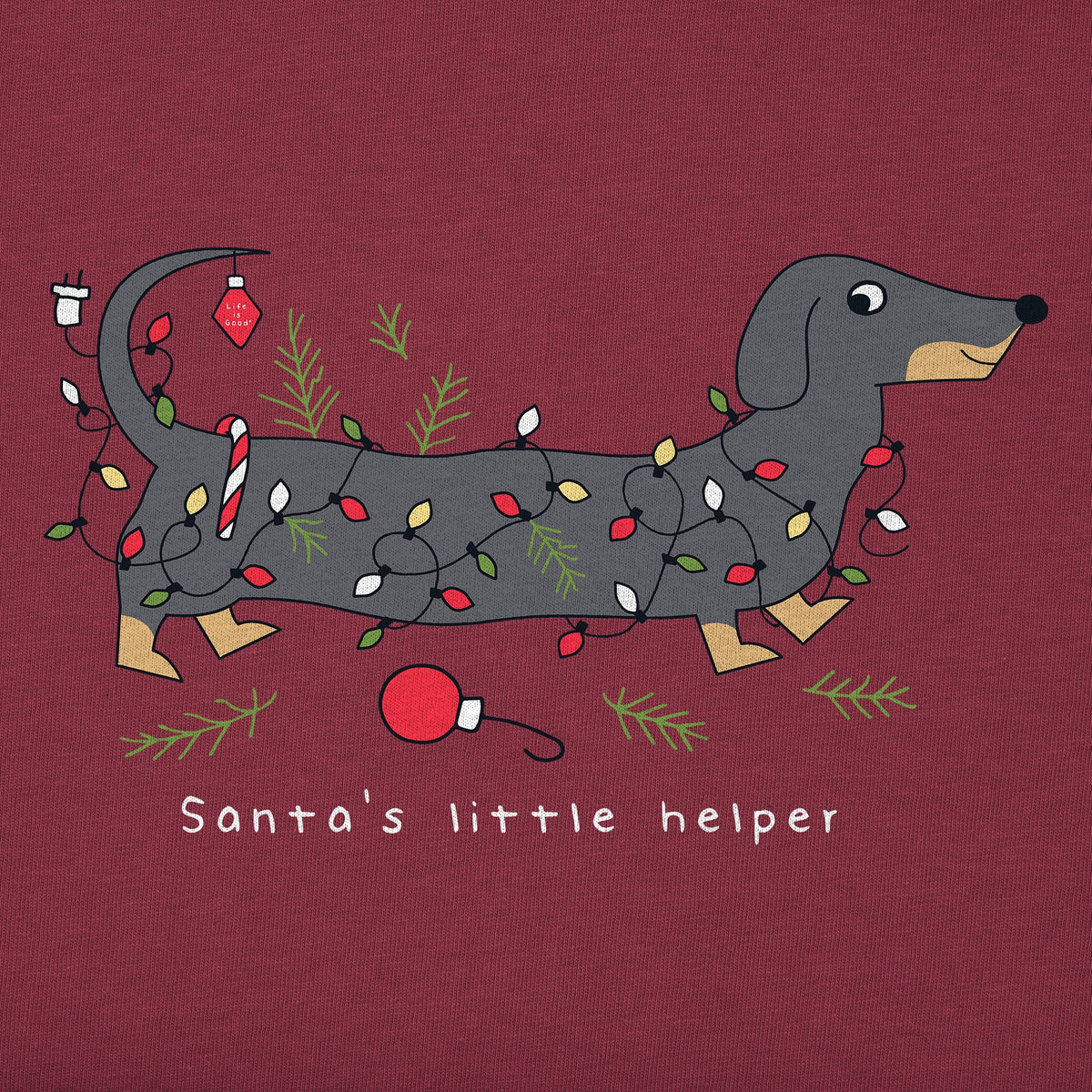 Kids Santa's Little Helper Dachshund Long Sleeve Crusher Tee product image 2