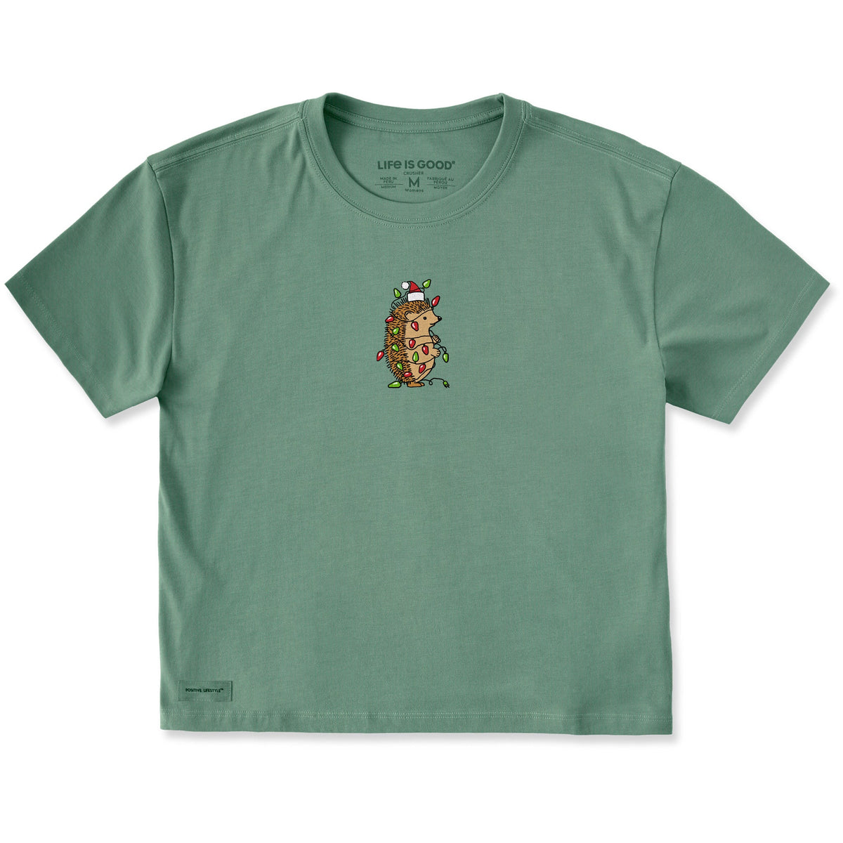 Women's Christmas Hedgehog Short Sleeve Crusher Boxy Tee