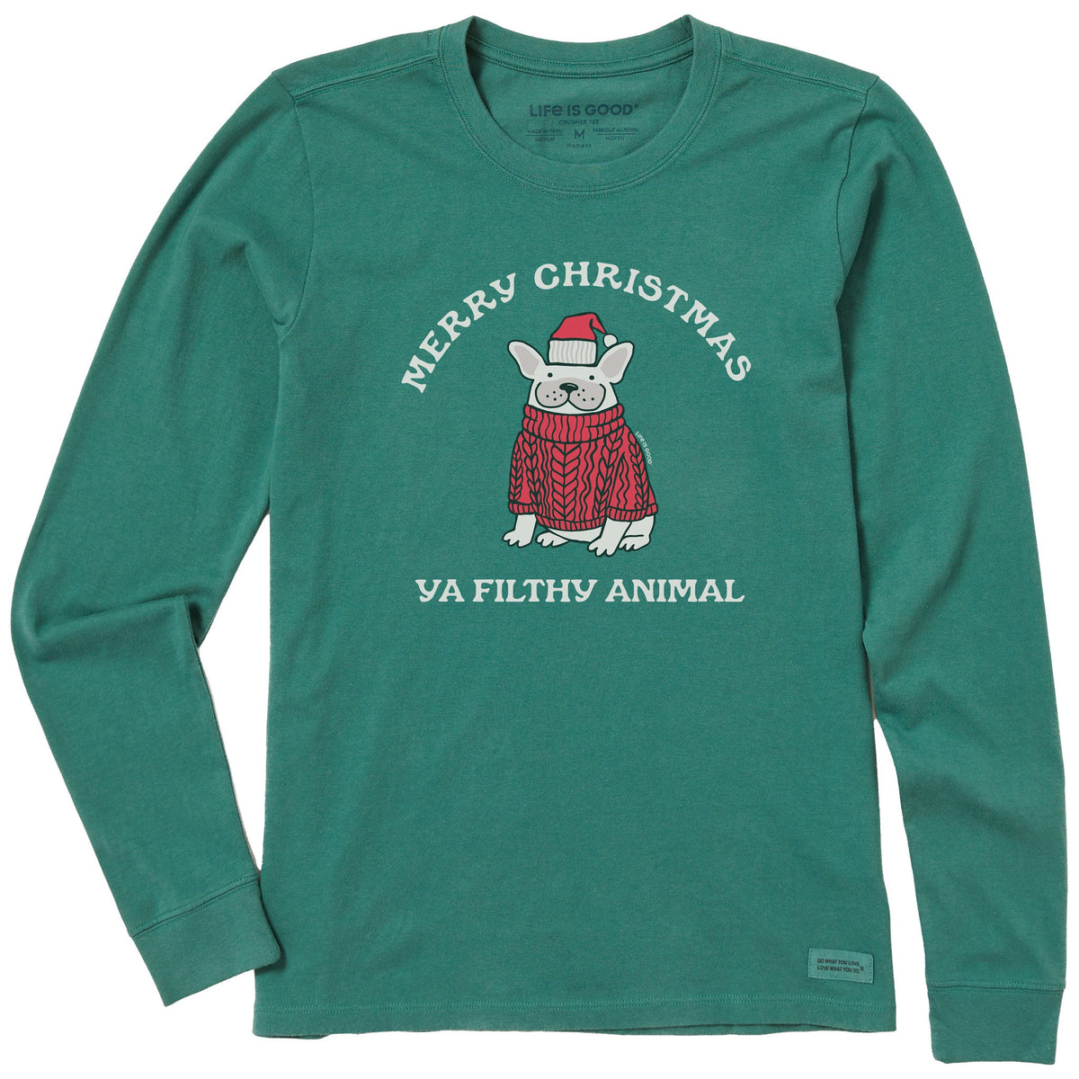 Women's Merry Christmas Ya Filthy Frenchie Long Sleeve Crusher Tee