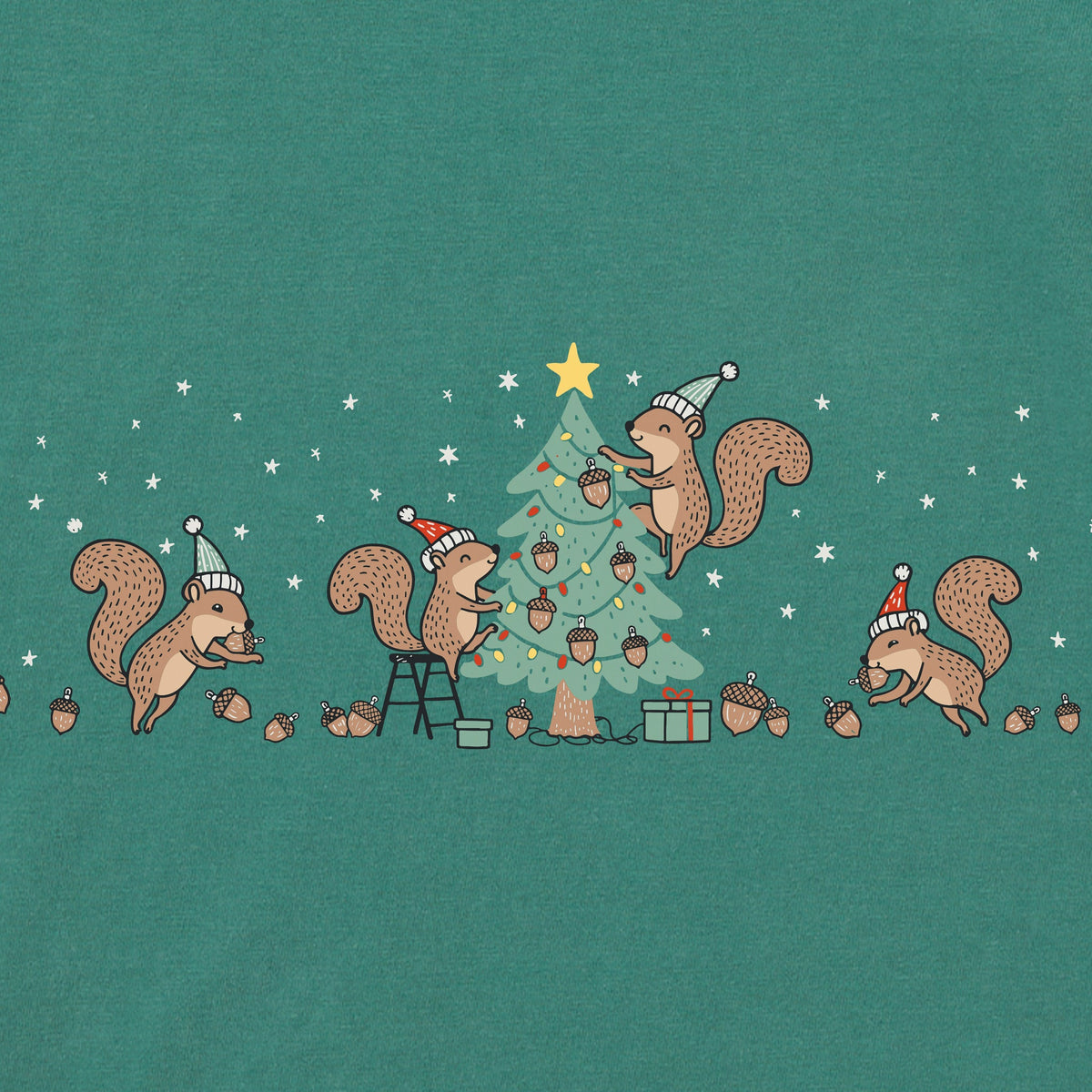 Kids Tree Decorating Squirrels Long Sleeve Crusher Tee