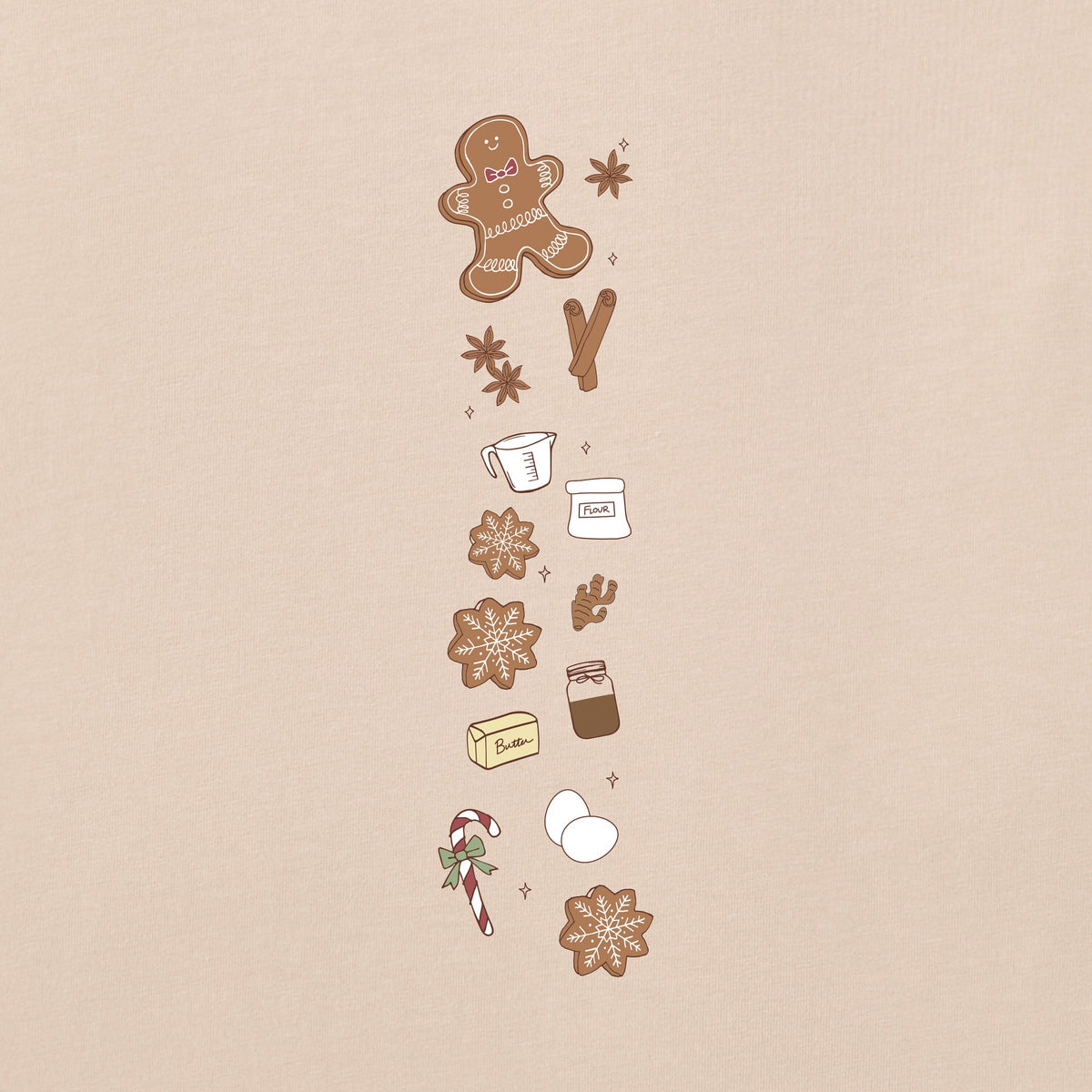 Women's Gingerbread Cookies Recipe Long Sleeve Crusher Tee product image 3
