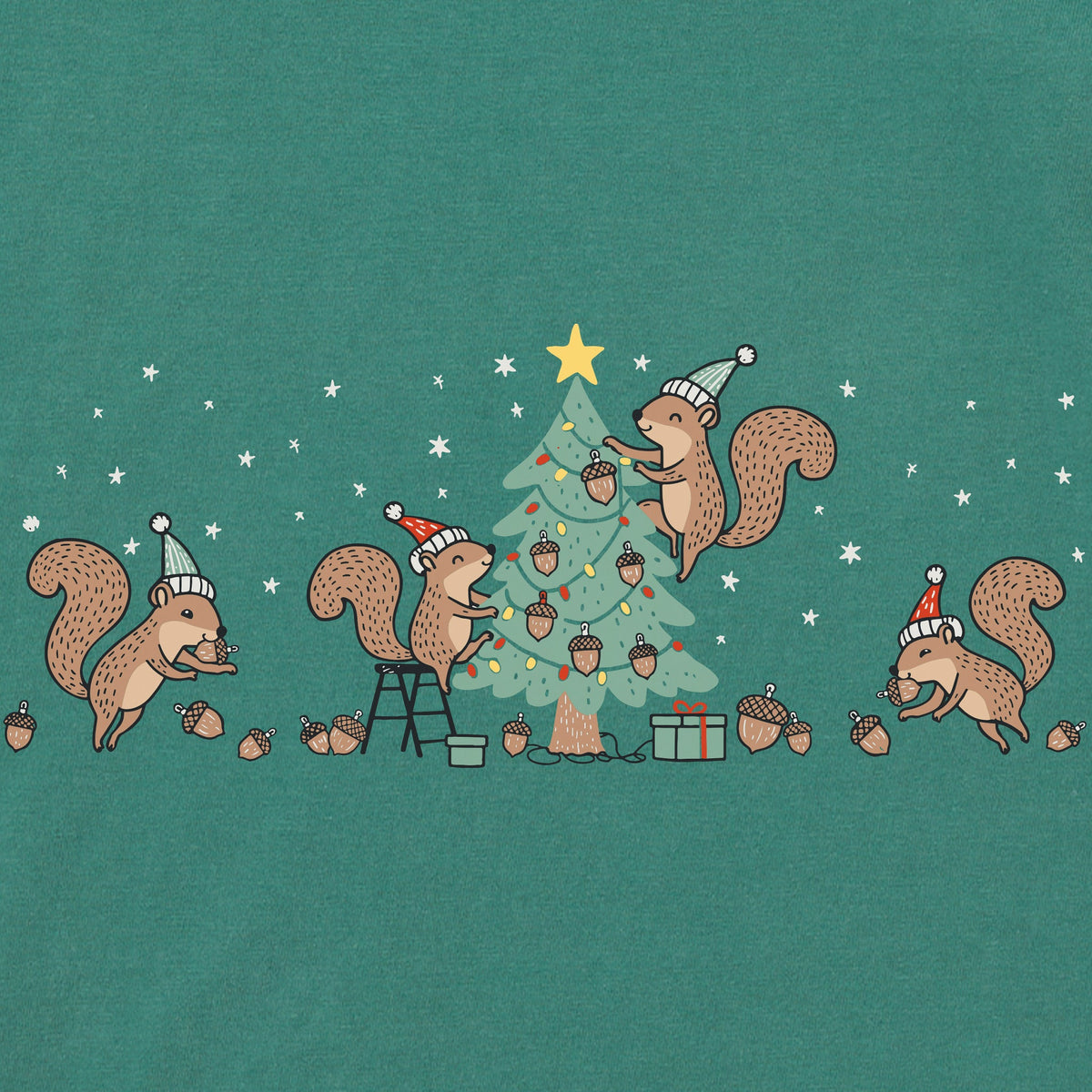 Women's Tree Decorating Squirrels Long Sleeve Crusher Tee