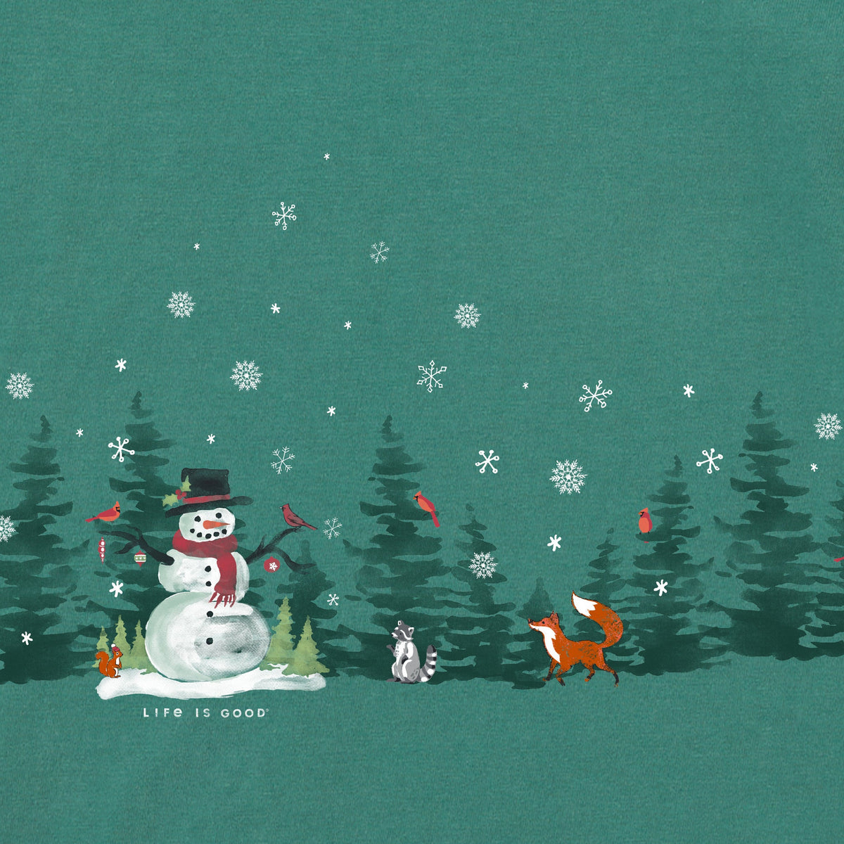 Women's Snowman Winter Scene Long Sleeve Crusher Tee