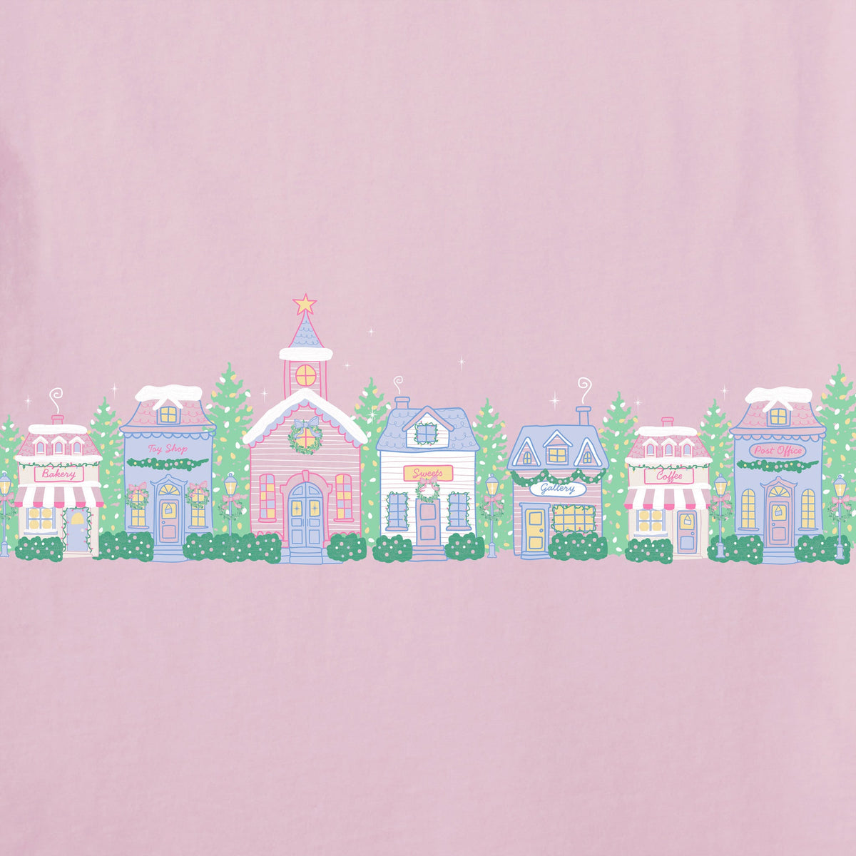 Women's Cute Christmas Village Long Sleeve Crusher Tee product image 2