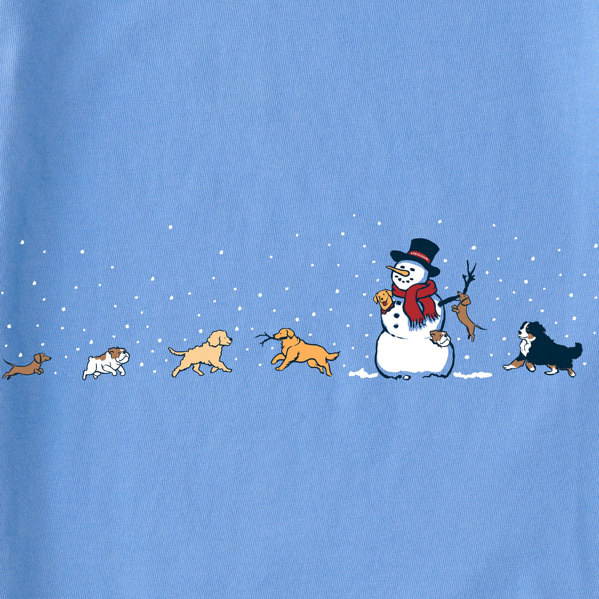 Women's Snowman and Dogs Long Sleeve Crusher Tee
