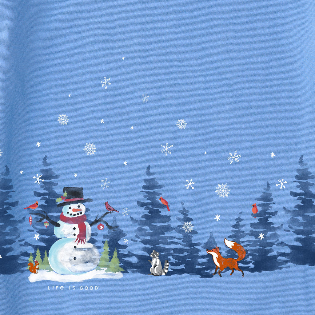 Women's Snowman Winter Scene Long Sleeve Crusher Tee