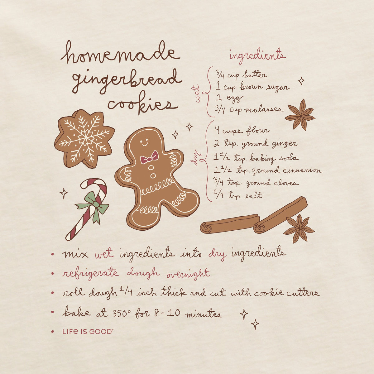 Women's Gingerbread Cookies Recipe Long Sleeve Crusher Boxy product image 2