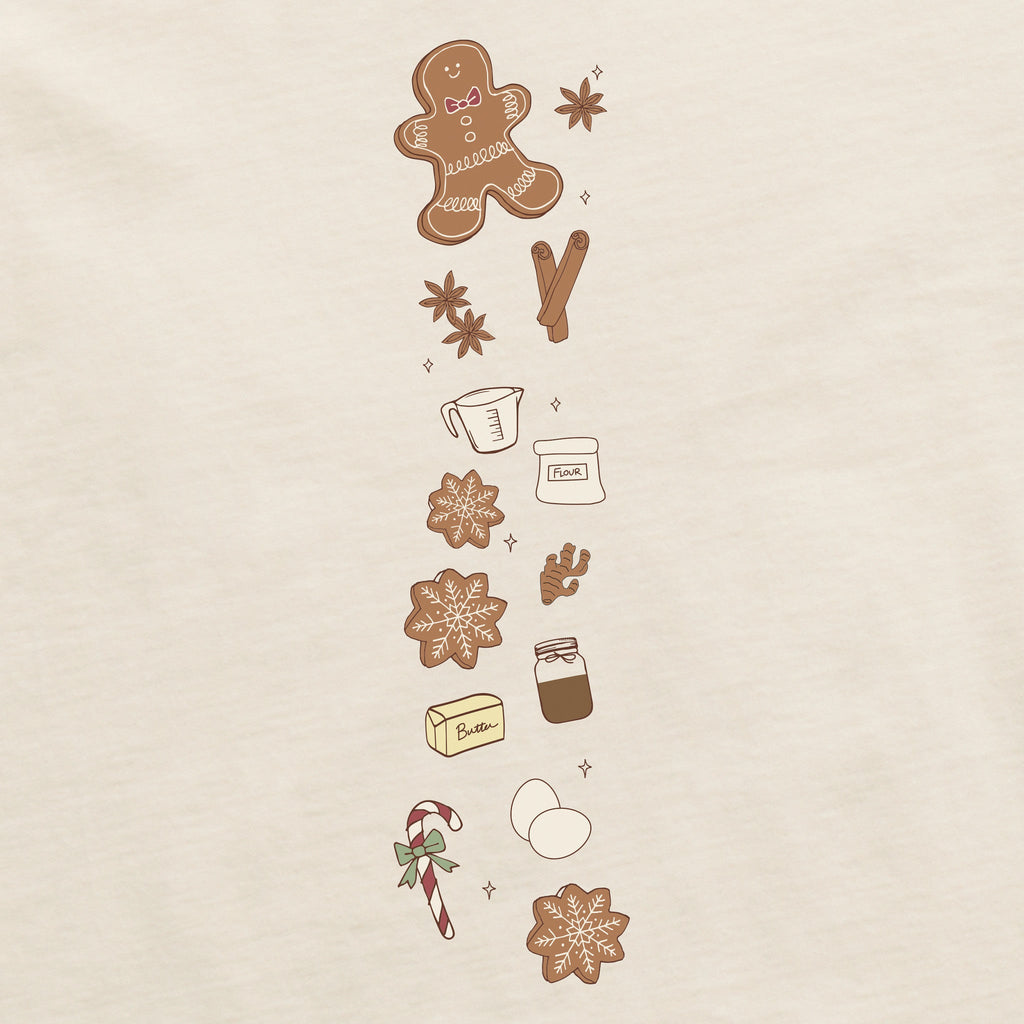 Women's Gingerbread Cookies Recipe Long Sleeve Crusher Boxy product image 3