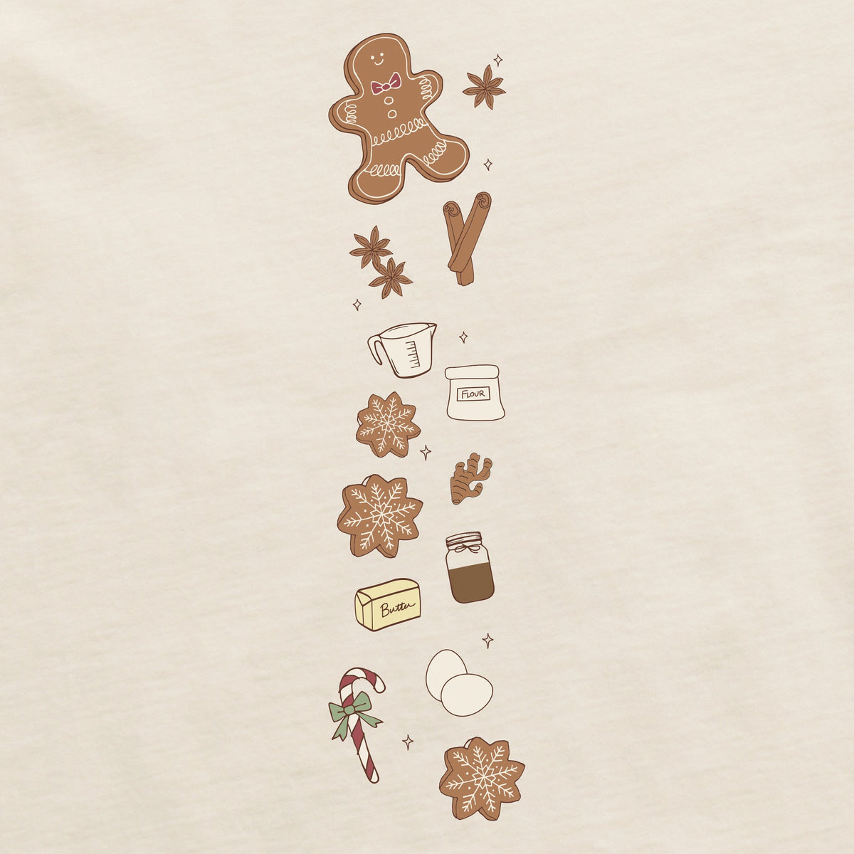 Women's Gingerbread Cookies Recipe Long Sleeve Crusher Boxy product image 3