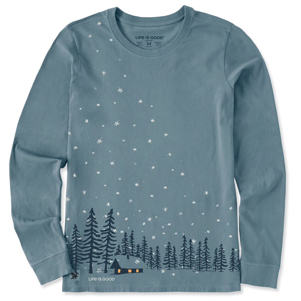 Women's Snowy Winter Cabin Long Sleeve Crusher Tee product image 1