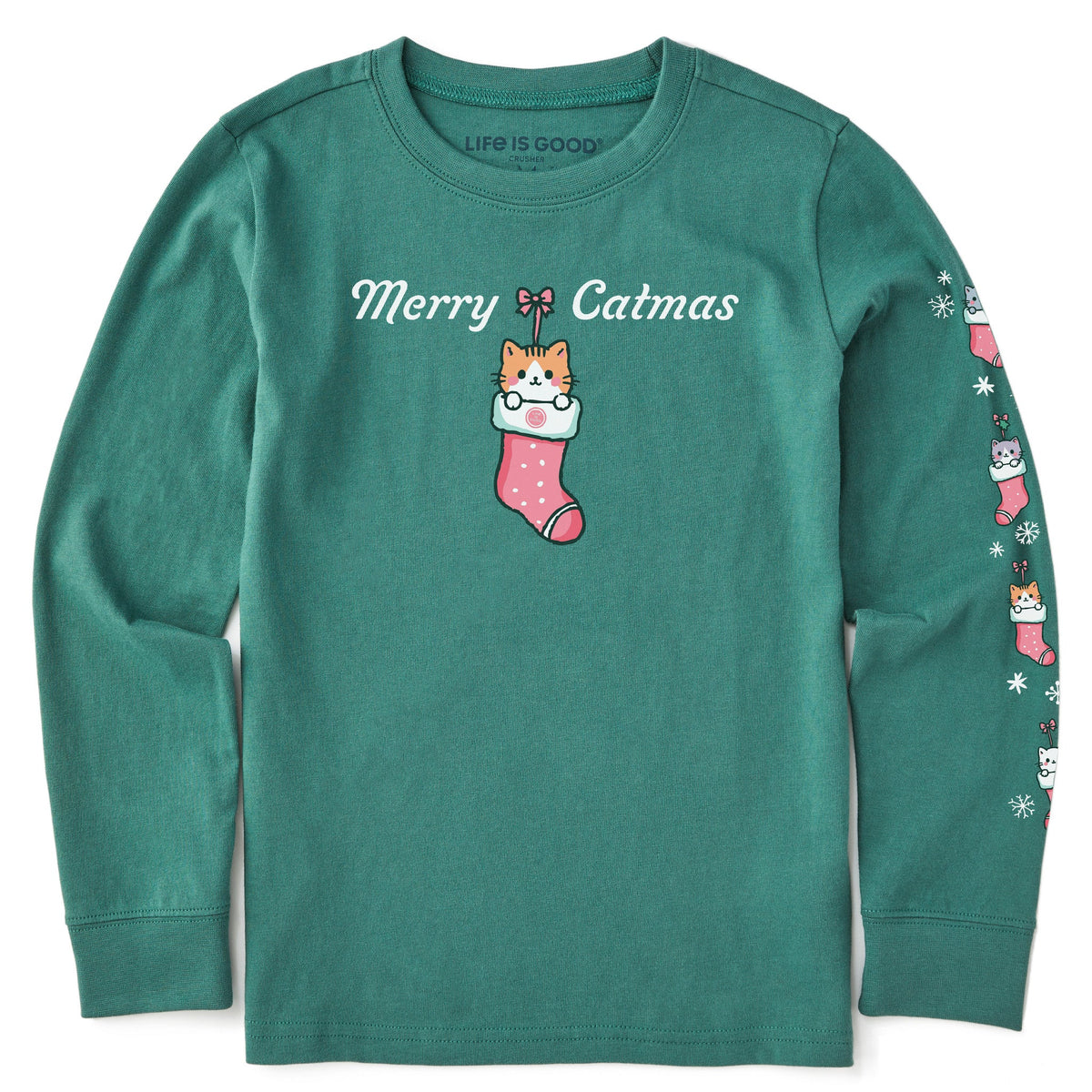 Kids Merry Catmas Stocking Long Sleeve Crusher Tee product image 1
