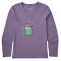 Women's Let it Snow Mug Cocoa Long Sleeve Crusher Vee