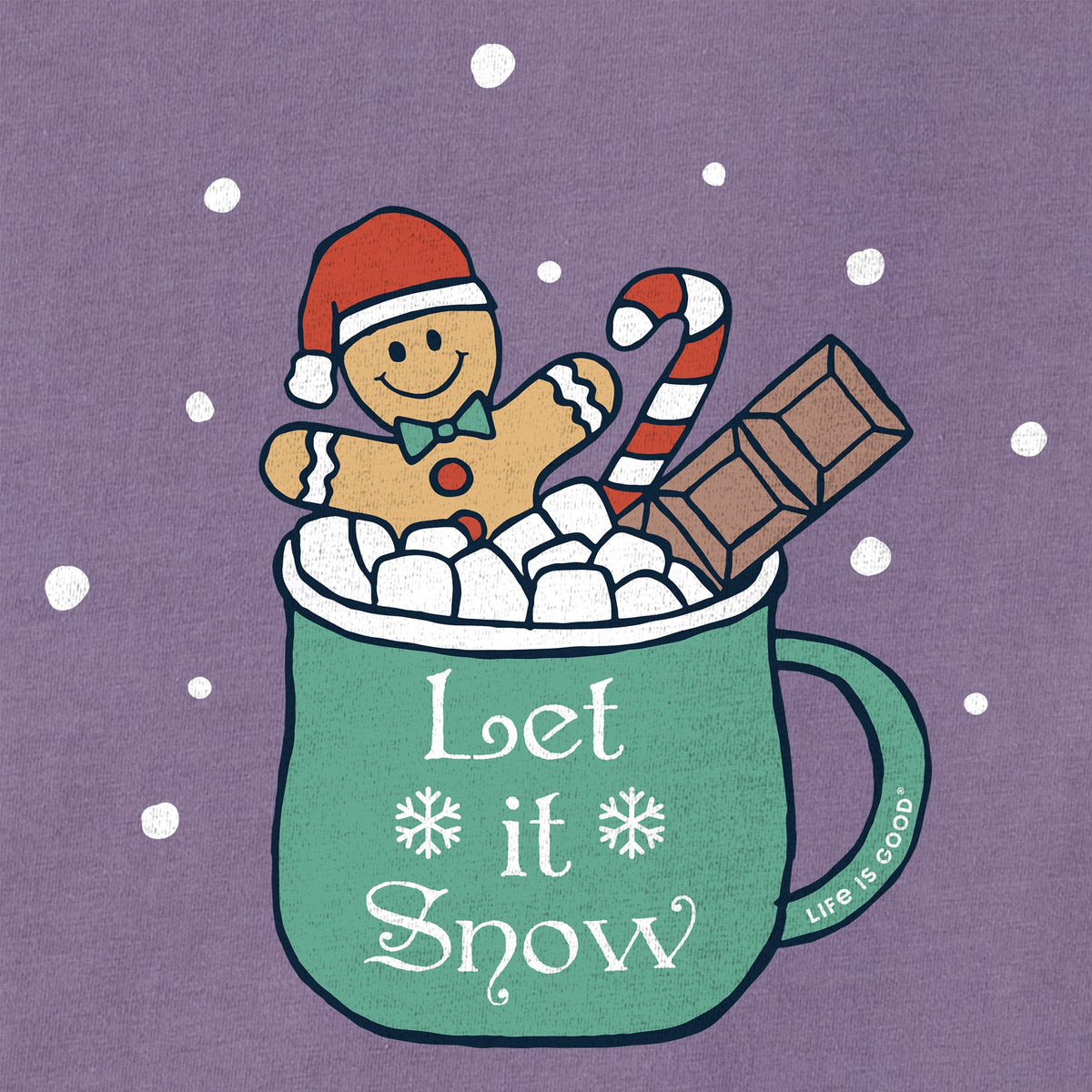 Women's Let it Snow Mug Cocoa Long Sleeve Crusher Vee