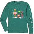 Women's Grinch Peace Love Joy Snow Long Sleeve Crusher Tee