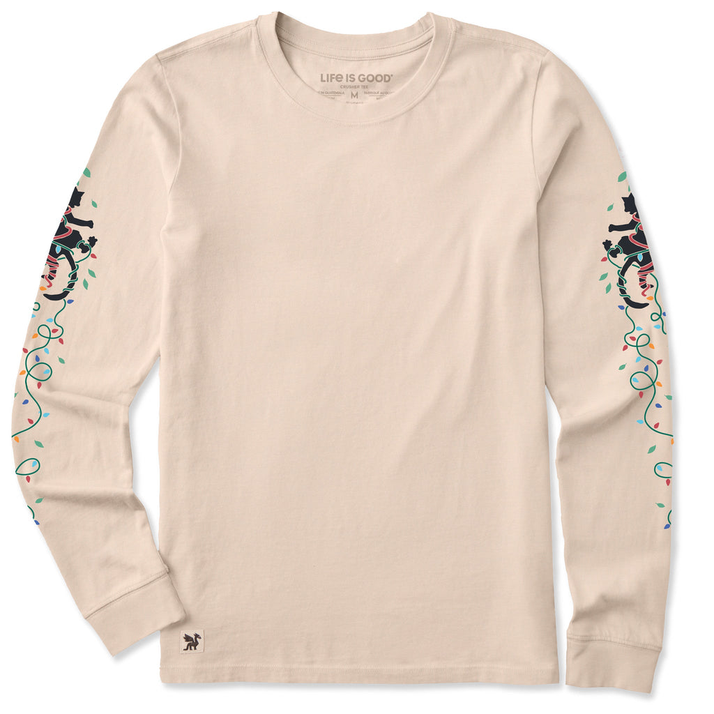 Women's Naughty Christmas Cat Long Sleeve Crusher Tee product image 1