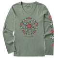 Women's Poinsettia Mandala Long Sleeve Crusher Vee product image 1