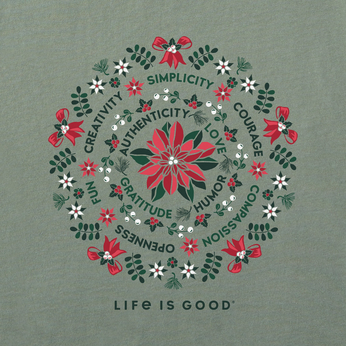 Women's Poinsettia Mandala Long Sleeve Crusher Vee product image 2
