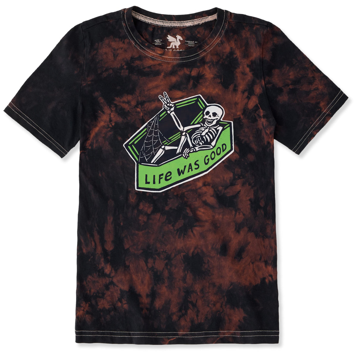 Kids Life Was Good Skeleton Short Sleeve Crusher Tie-Dye Tee product image 1