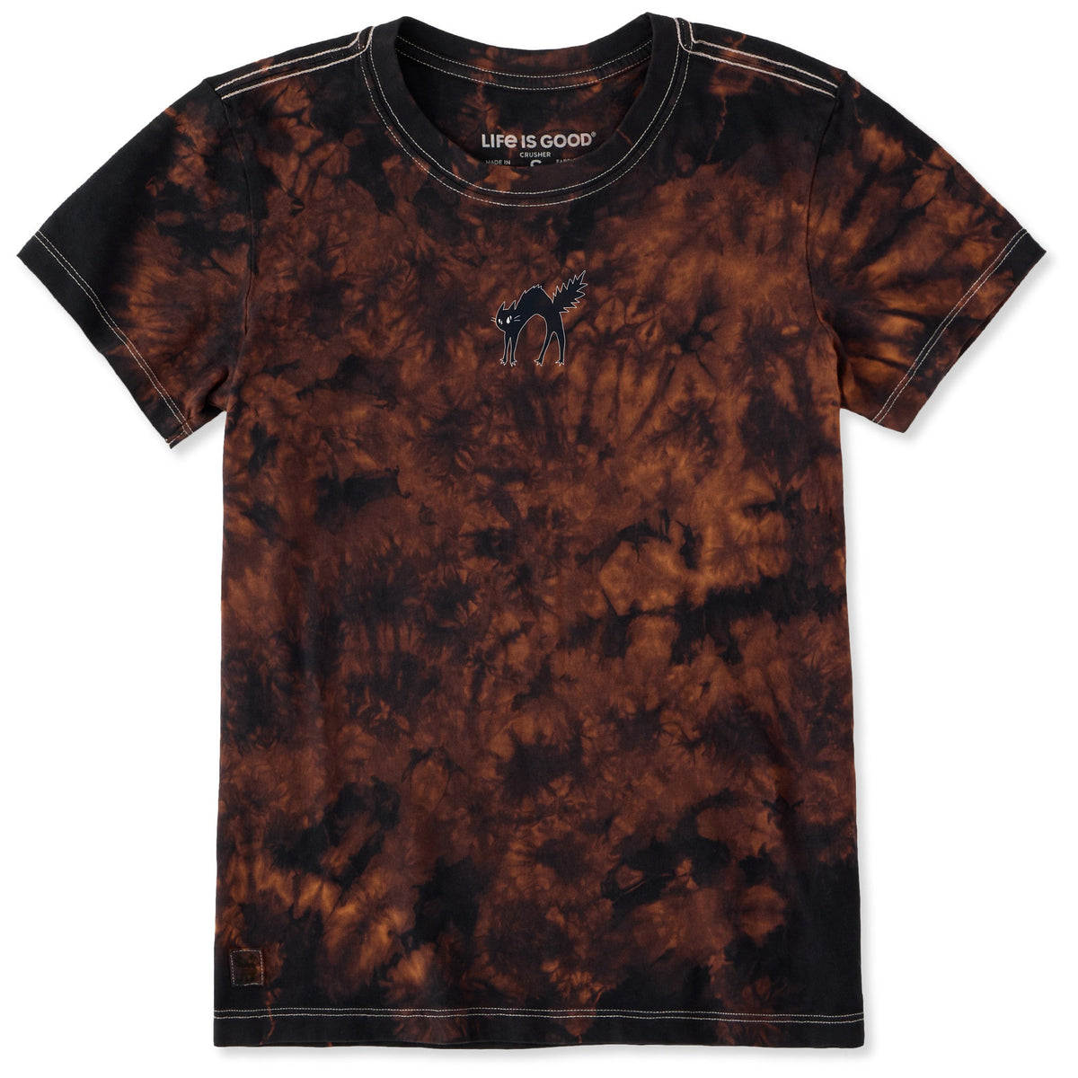 Women's Small Black Cat Short Sleeve Crusher Tie-Dye Tee product image 1
