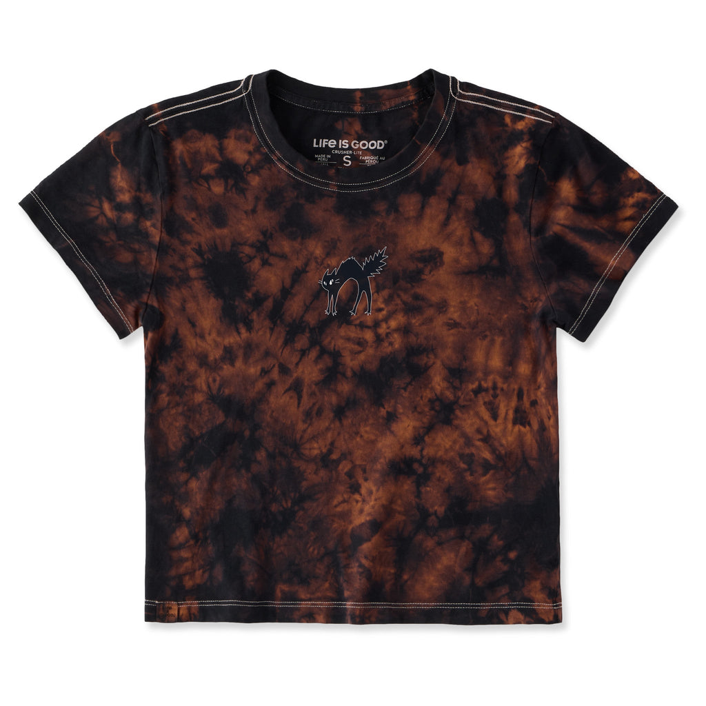 Women's Small Black Cat Crusher-LITE Shrunken Tie-Dye Tee product image 1