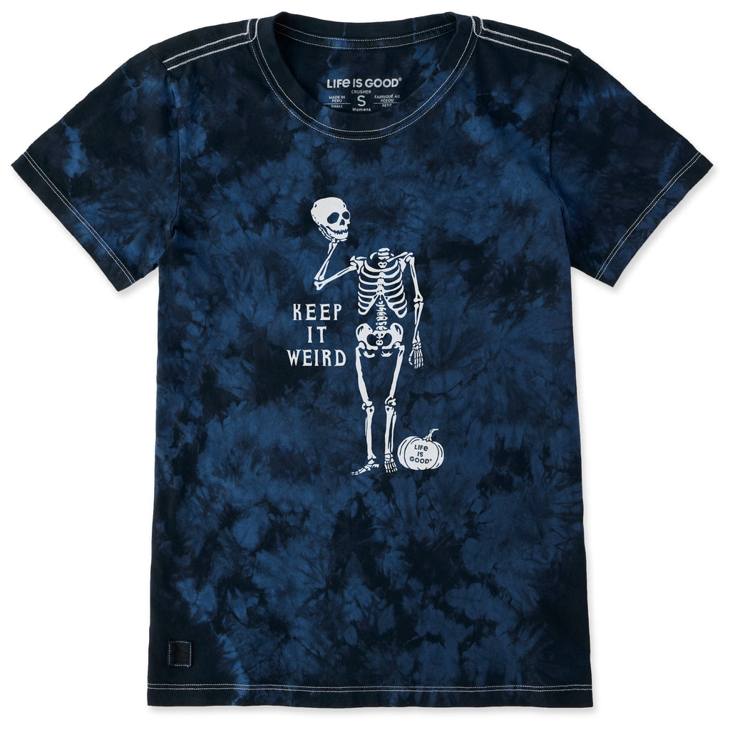 Women's Keep it Weird Skeleton Short Sleeve Crusher Tie-Dye product image 1