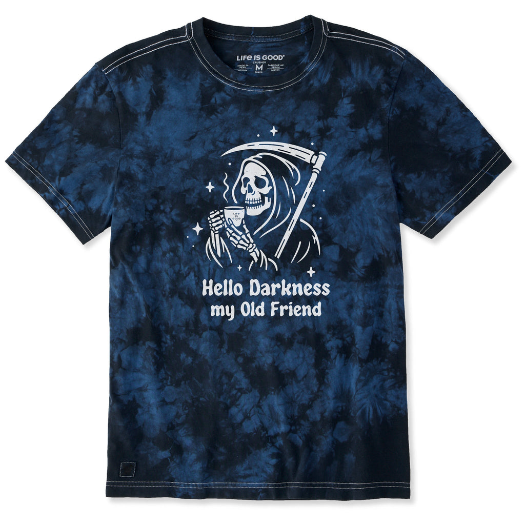 Men's Hello Darkness My Old Friend Grim Men's Short Sleeve Crusher Tie-Dye Tee