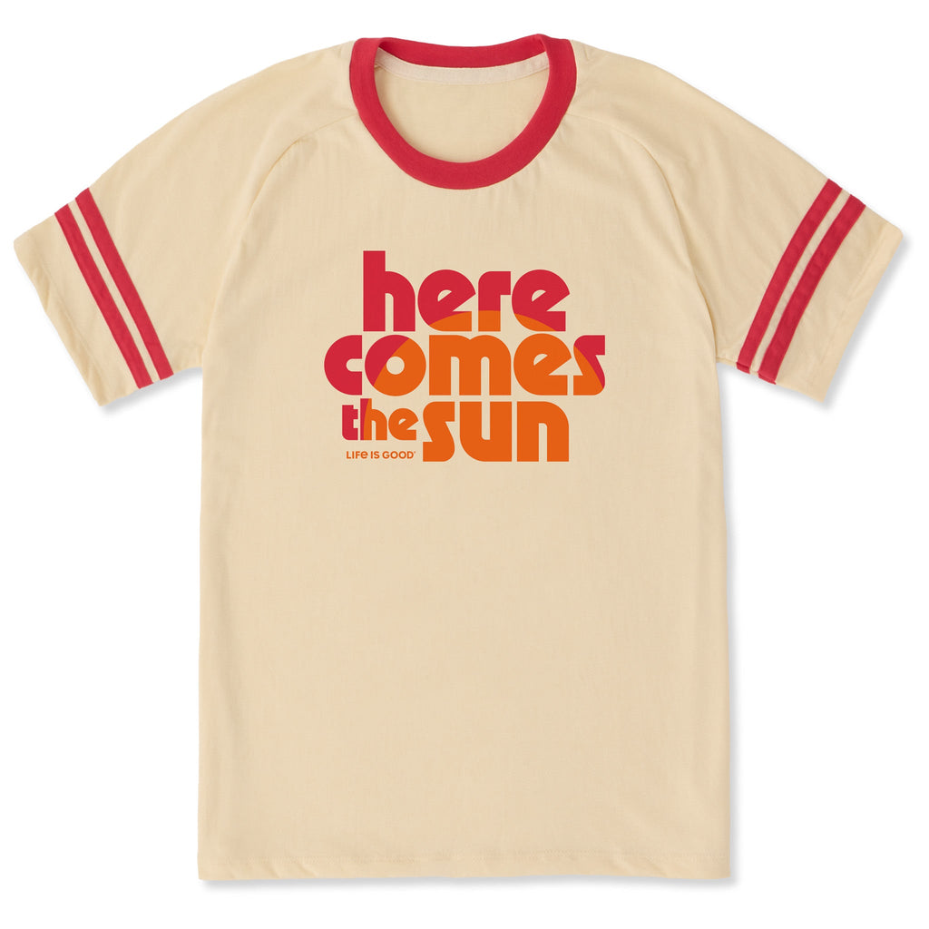 Unisex Here Comes the Sun Throwback Sleeve-Striped Tee product image 1