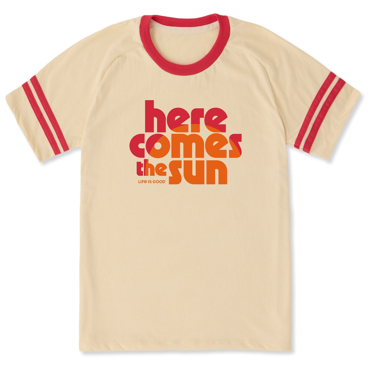 Unisex Here Comes the Sun Throwback Sleeve-Striped Tee product image 3