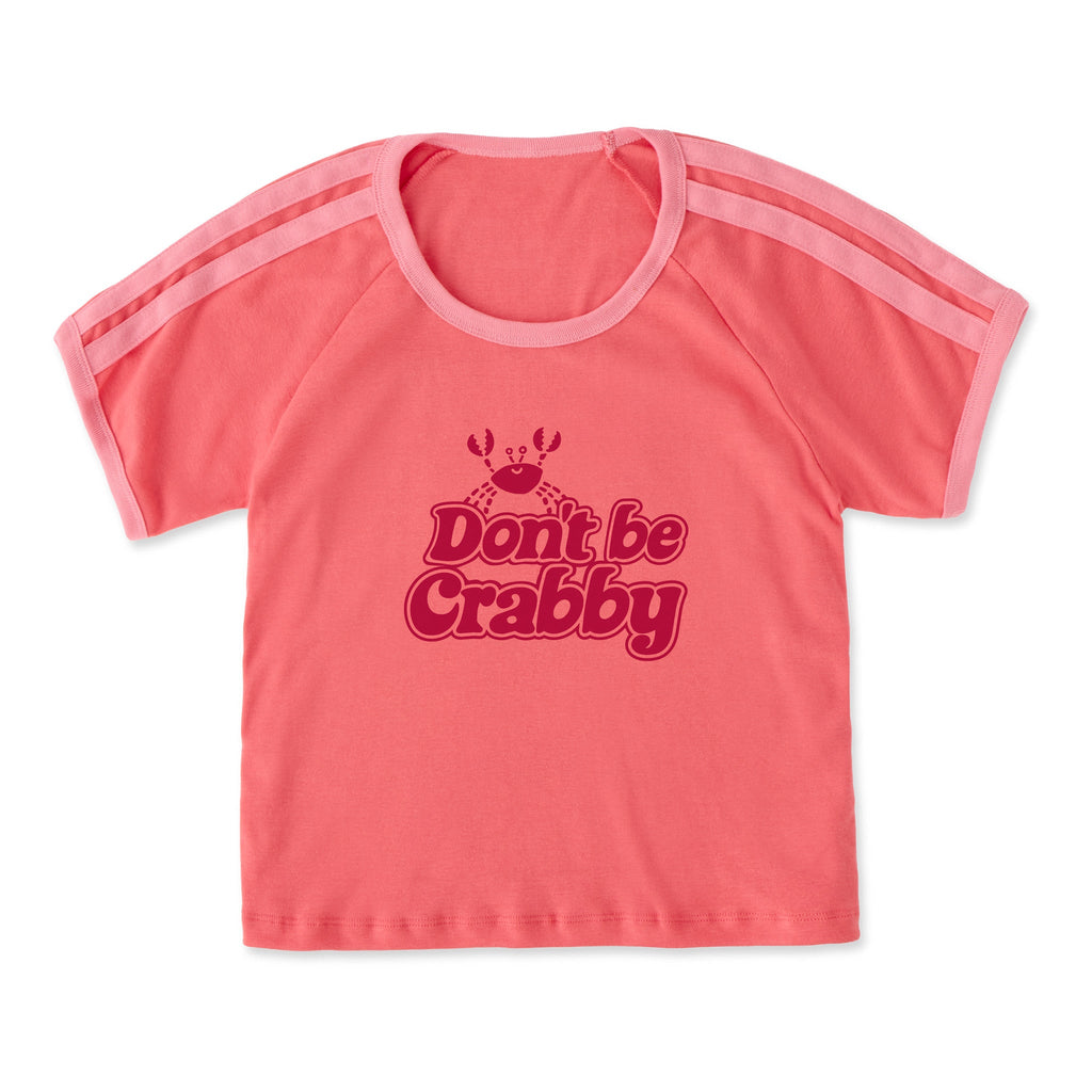 Women's Don't Be Crabby Script Shoulder-Striped Ringer Tee product image 5
