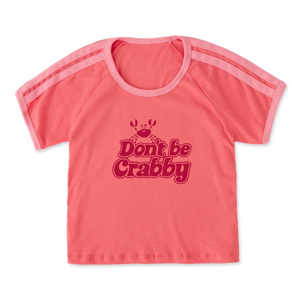 Women's Don't Be Crabby Script Shoulder-Striped Ringer Tee product image 5