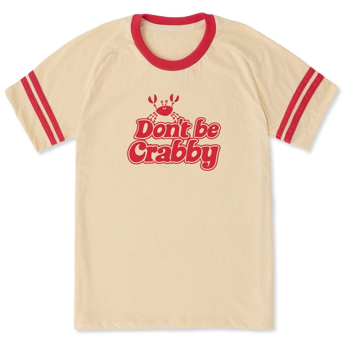 Unisex Don't Be Crabby Script Sleeve-Striped Tee product image 3