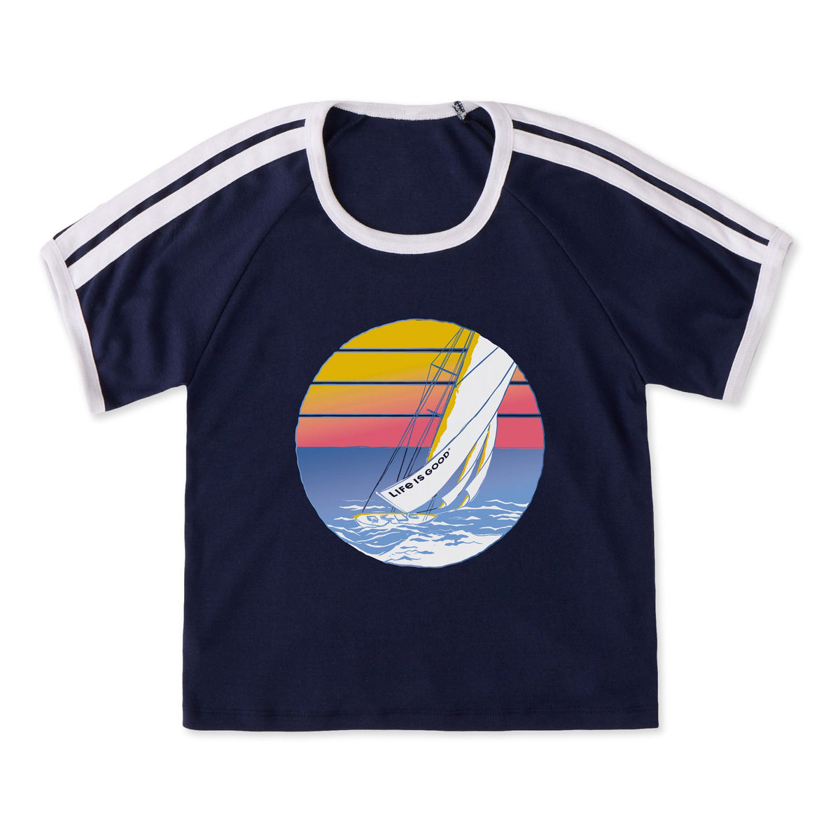Women's Sailboat Circle Shoulder-Striped Ringer Tee product image 1