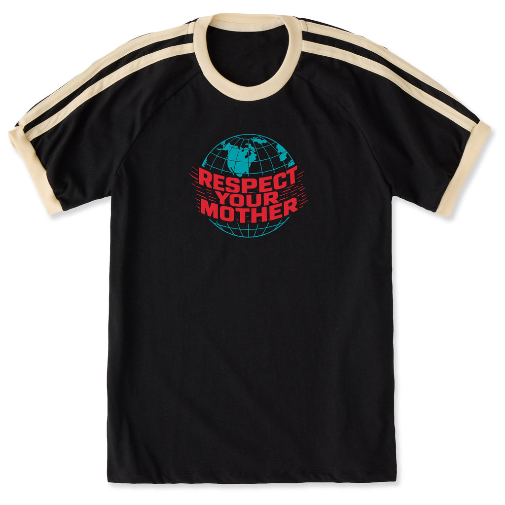 Unisex Respect Your Mother Globe Shoulder-Striped Ringer Tee product image 1