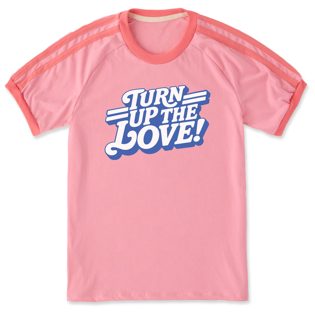 Unisex Turn Up the Love Retro Shoulder-Striped Ringer Tee product image 1