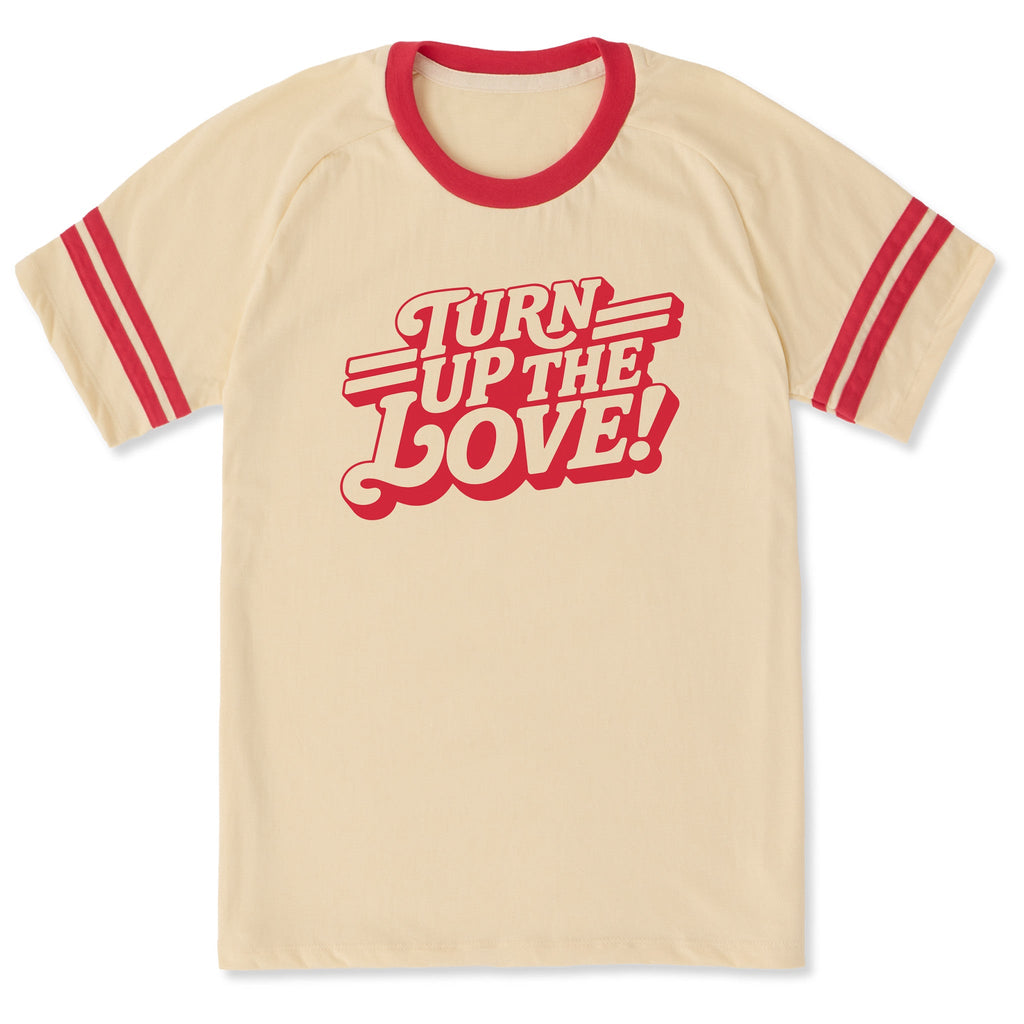 Unisex Turn Up the Love Retro Sleeve-Striped Tee product image 1