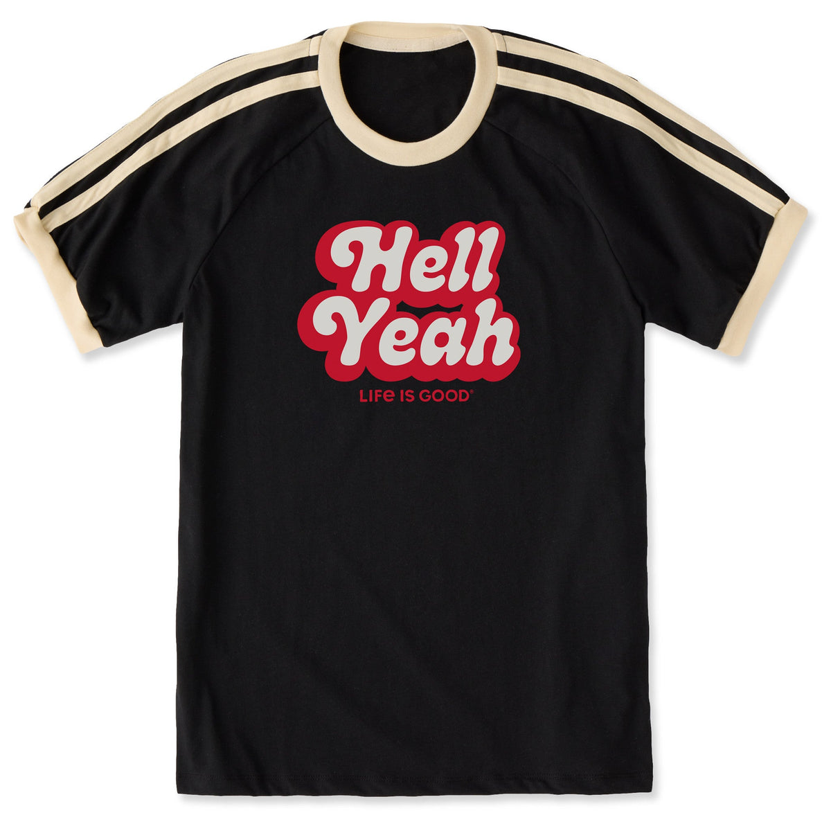 Unisex Hell Yeah Script Shoulder-Striped Ringer Tee product image 1