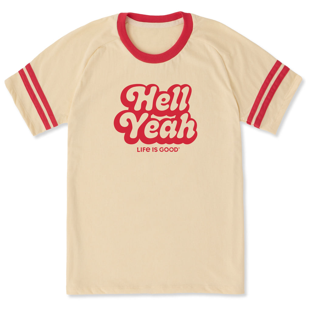 Unisex Hell Yeah Script Sleeve-Striped Tee product image 1