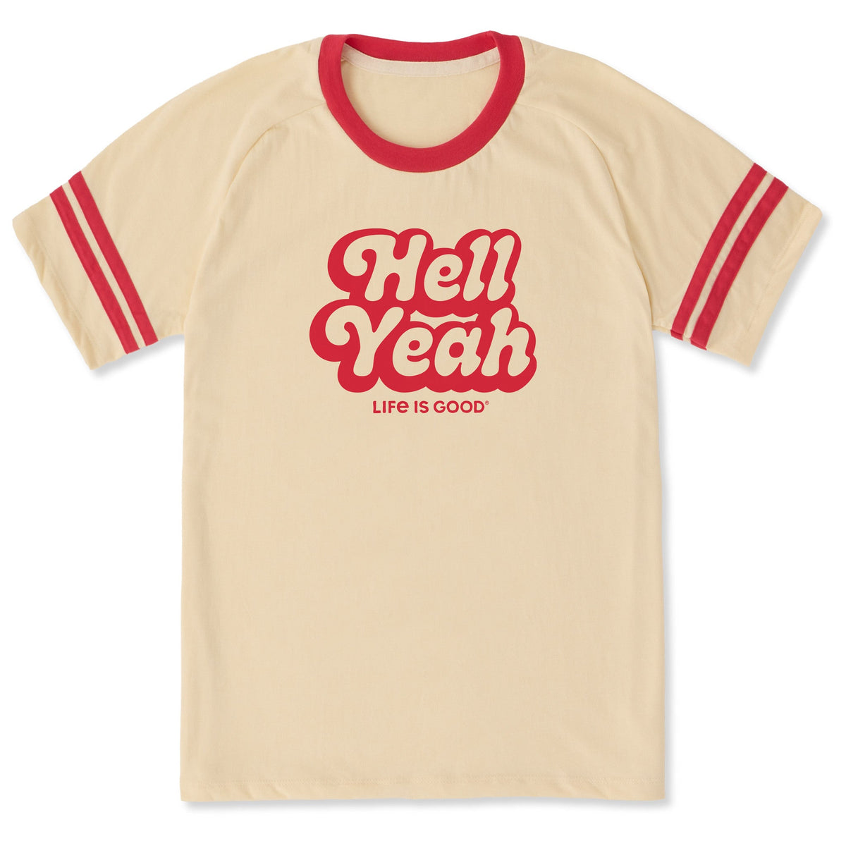 Unisex Hell Yeah Script Sleeve-Striped Tee product image 1
