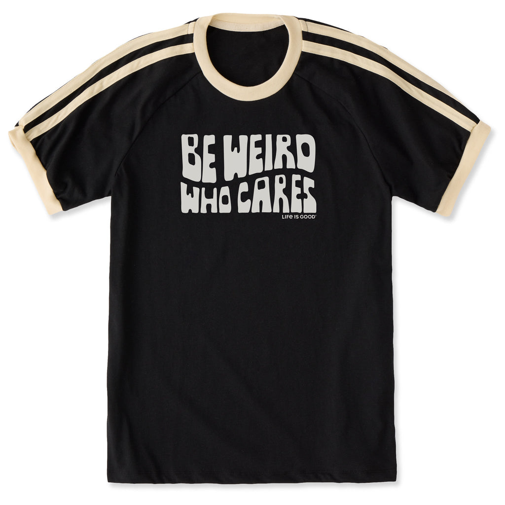 Unisex Be Weird Who Cares Stack Shoulder-Striped Ringer Tee product image 1
