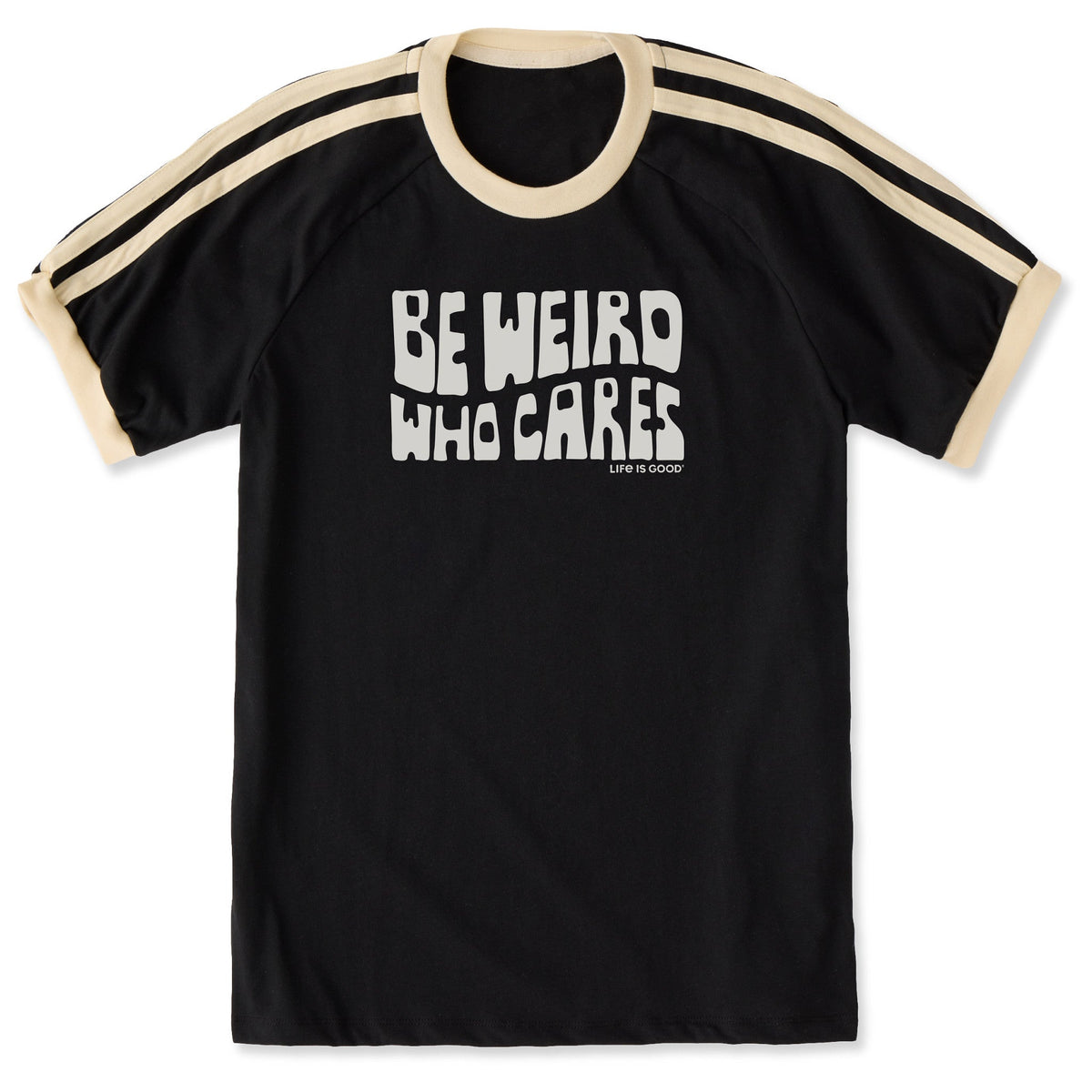 Unisex Be Weird Who Cares Stack Shoulder-Striped Ringer Tee product image 1