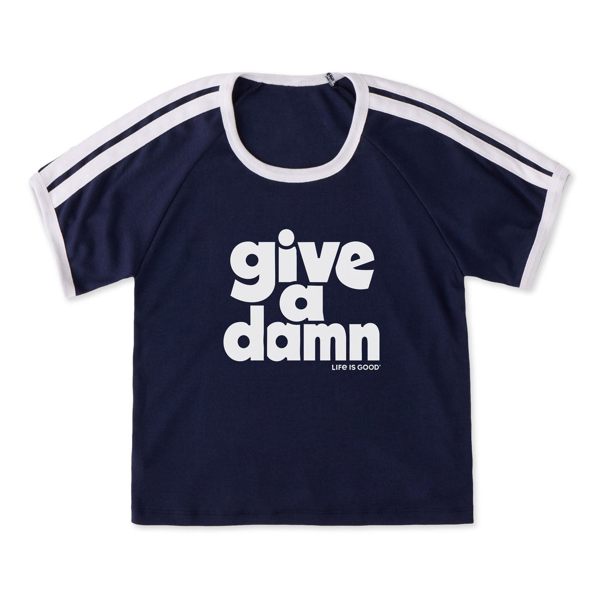 Women's Give a Damn Stack Shoulder-Striped Ringer Tee product image 1