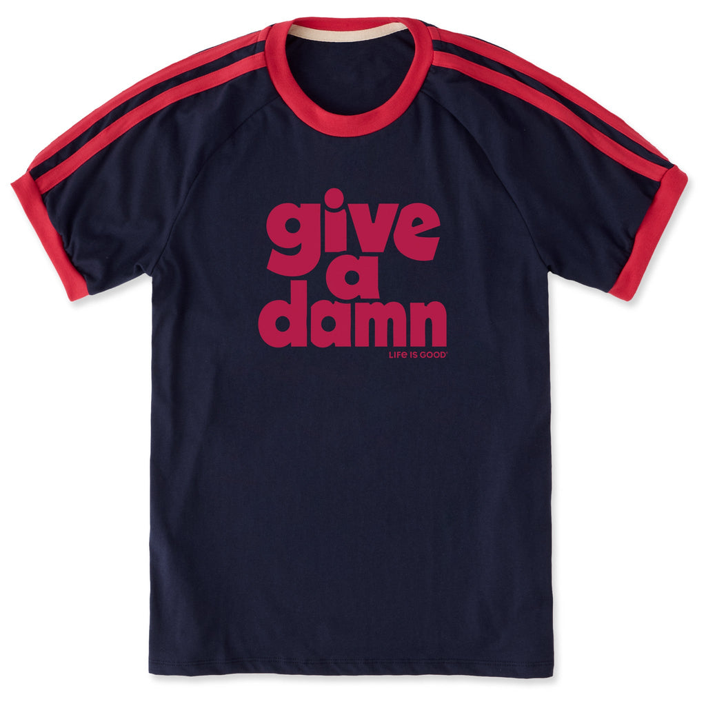 Unisex Give a Damn Stack Shoulder-Striped Ringer Tee product image 1