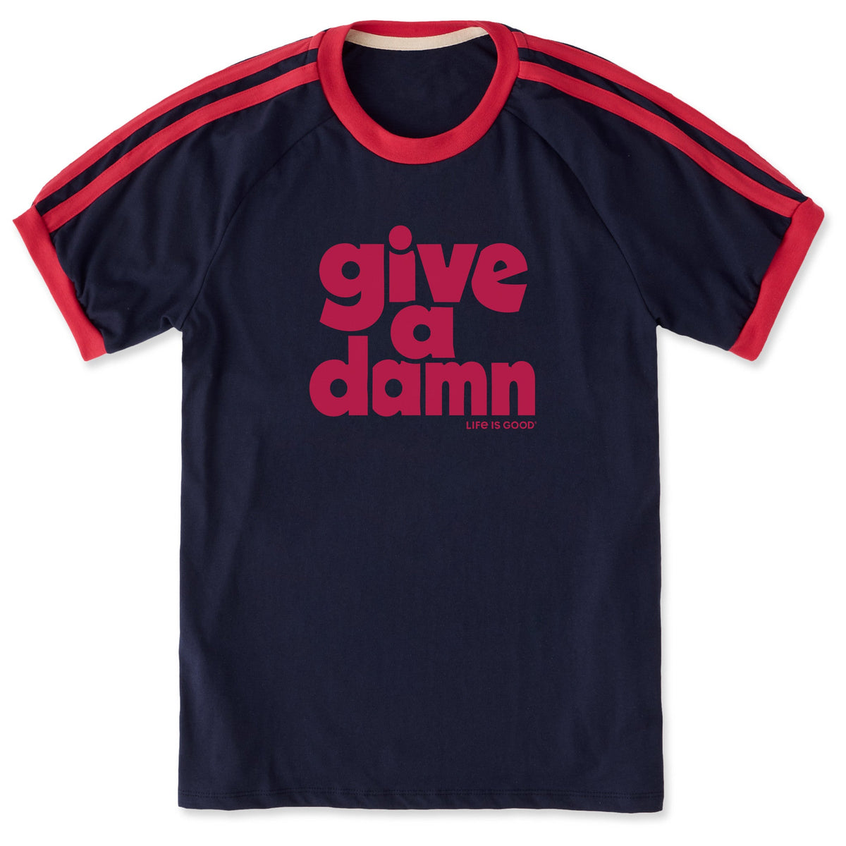 Unisex Give a Damn Stack Shoulder-Striped Ringer Tee product image 1