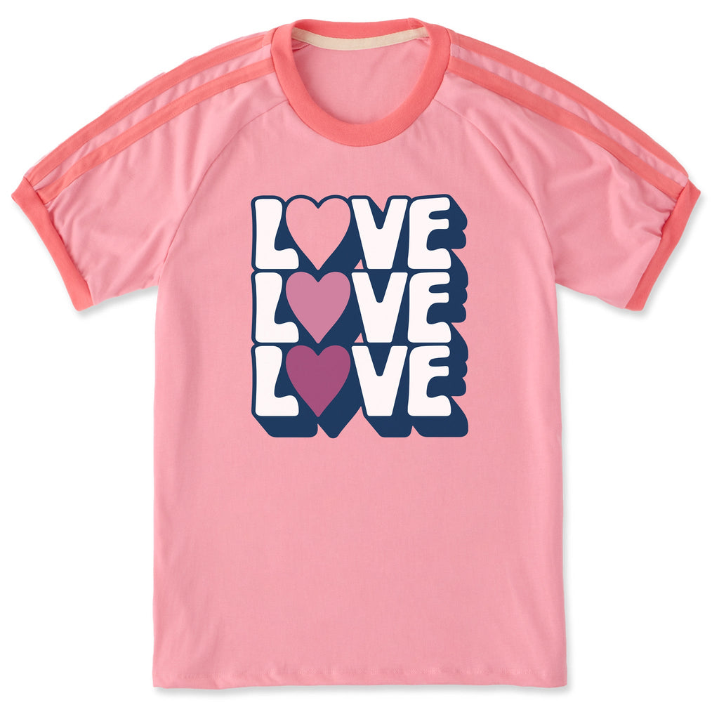Unisex Love Trio Stack Shoulder-Striped Ringer Tee product image 1