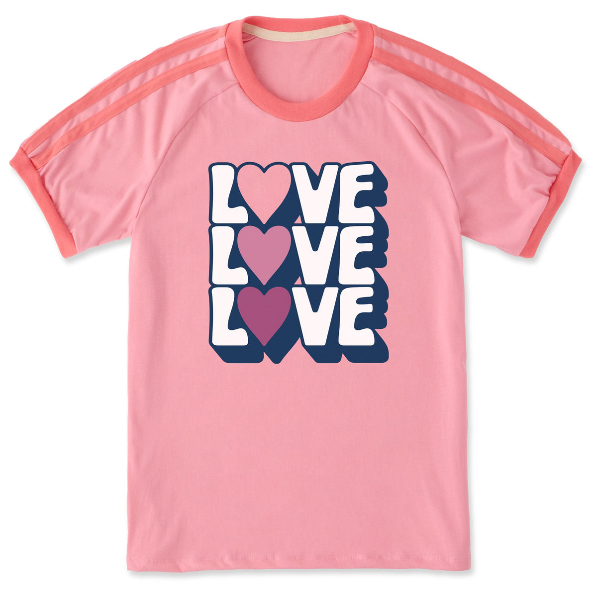 Unisex Love Trio Stack Shoulder-Striped Ringer Tee product image 1