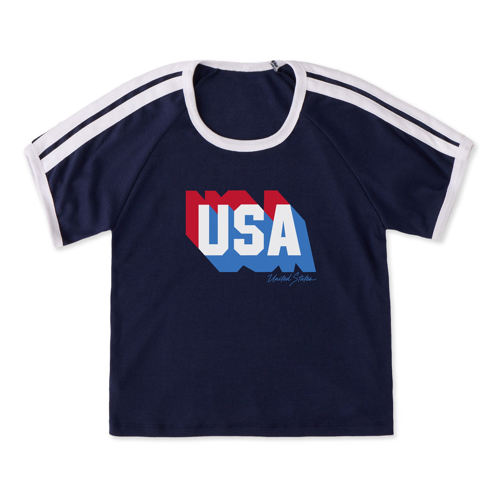 Women's USA Shadow Shoulder-Striped Ringer Tee product image 3