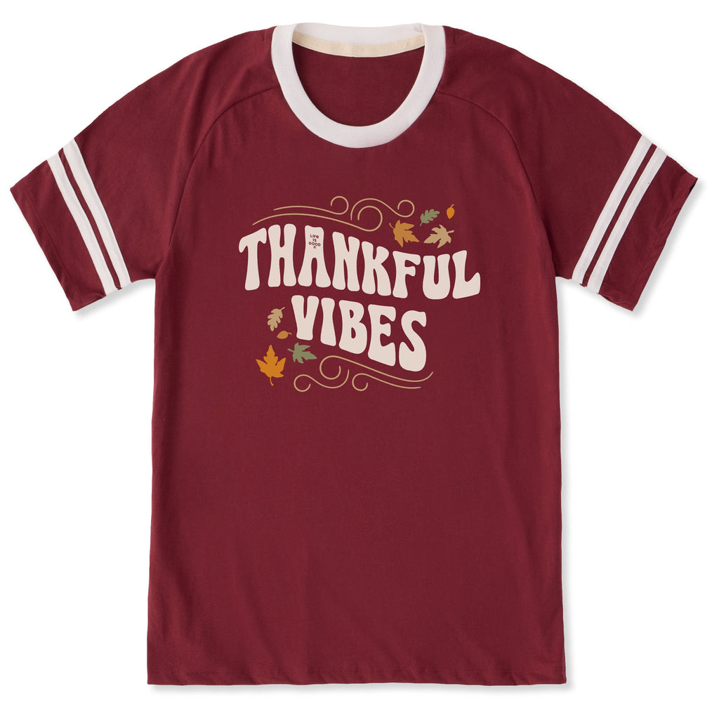 Unisex thankful vibes Sleeve-Striped Tee product image 1
